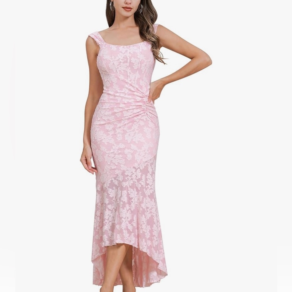 Elegant Pink Floral Cocktail Dress